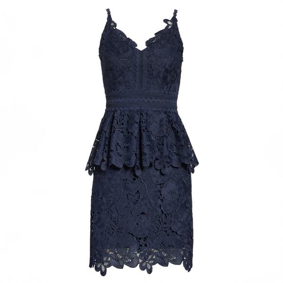 Ted Baker London Lace Peplum Dress - 2 - Navy
